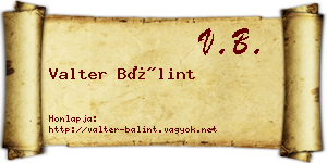 Valter Bálint névjegykártya